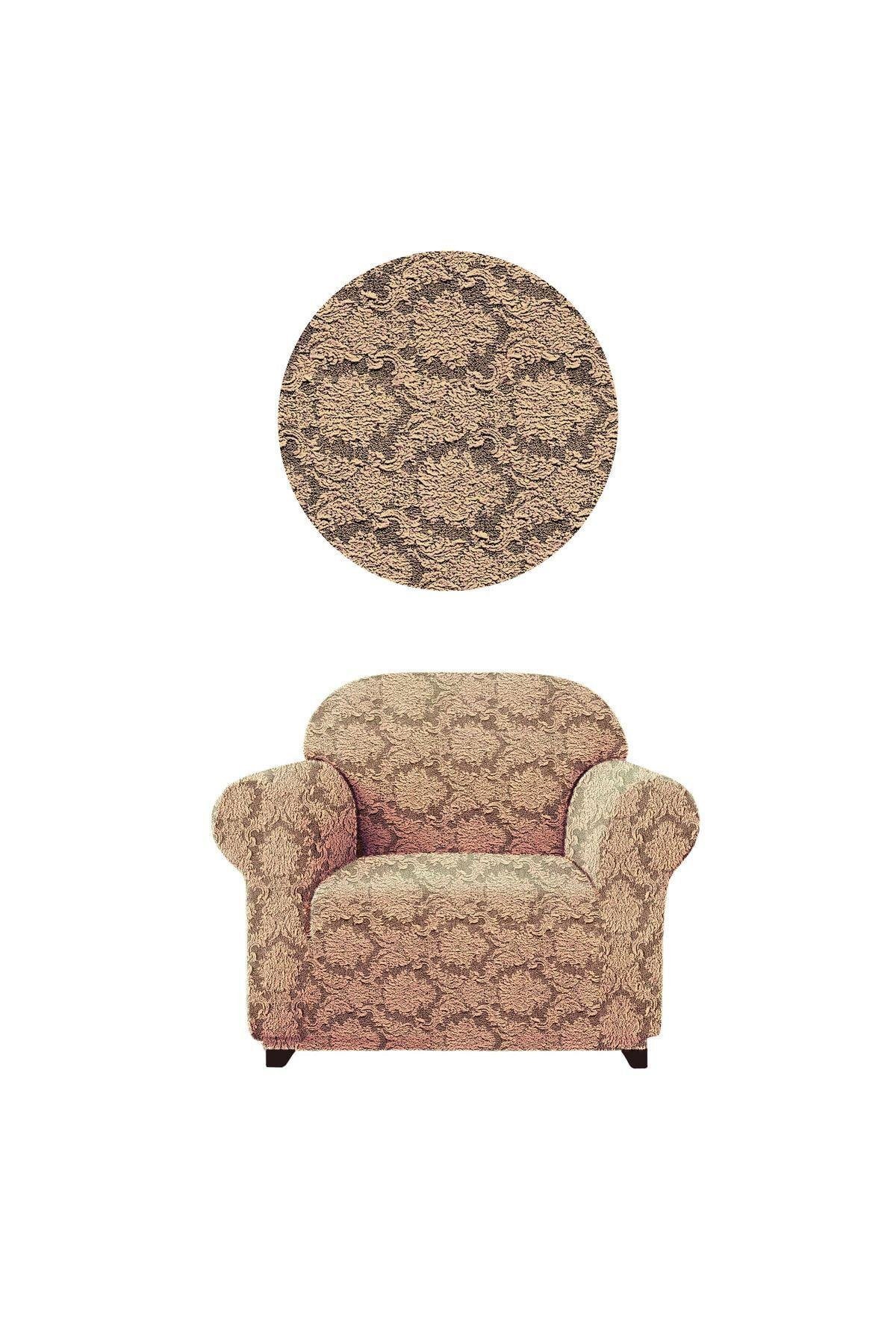 Jakarli Koltuk ,kanepe ,çekyat Örtüsü Şal Desen Esnekli Eteksiz Tekli (berjer)için