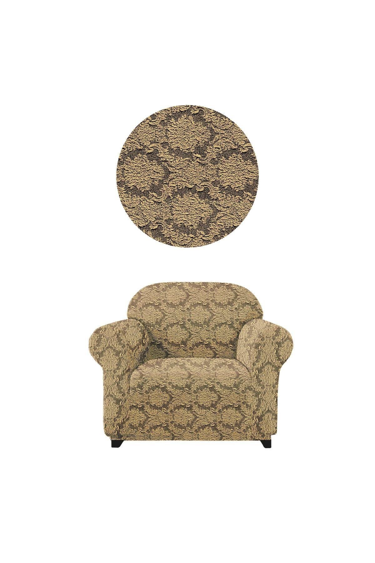 Jakarli Koltuk ,kanepe ,çekyat Örtüsü Şal Desen Esnekli Eteksiz Tekli (berjer)için