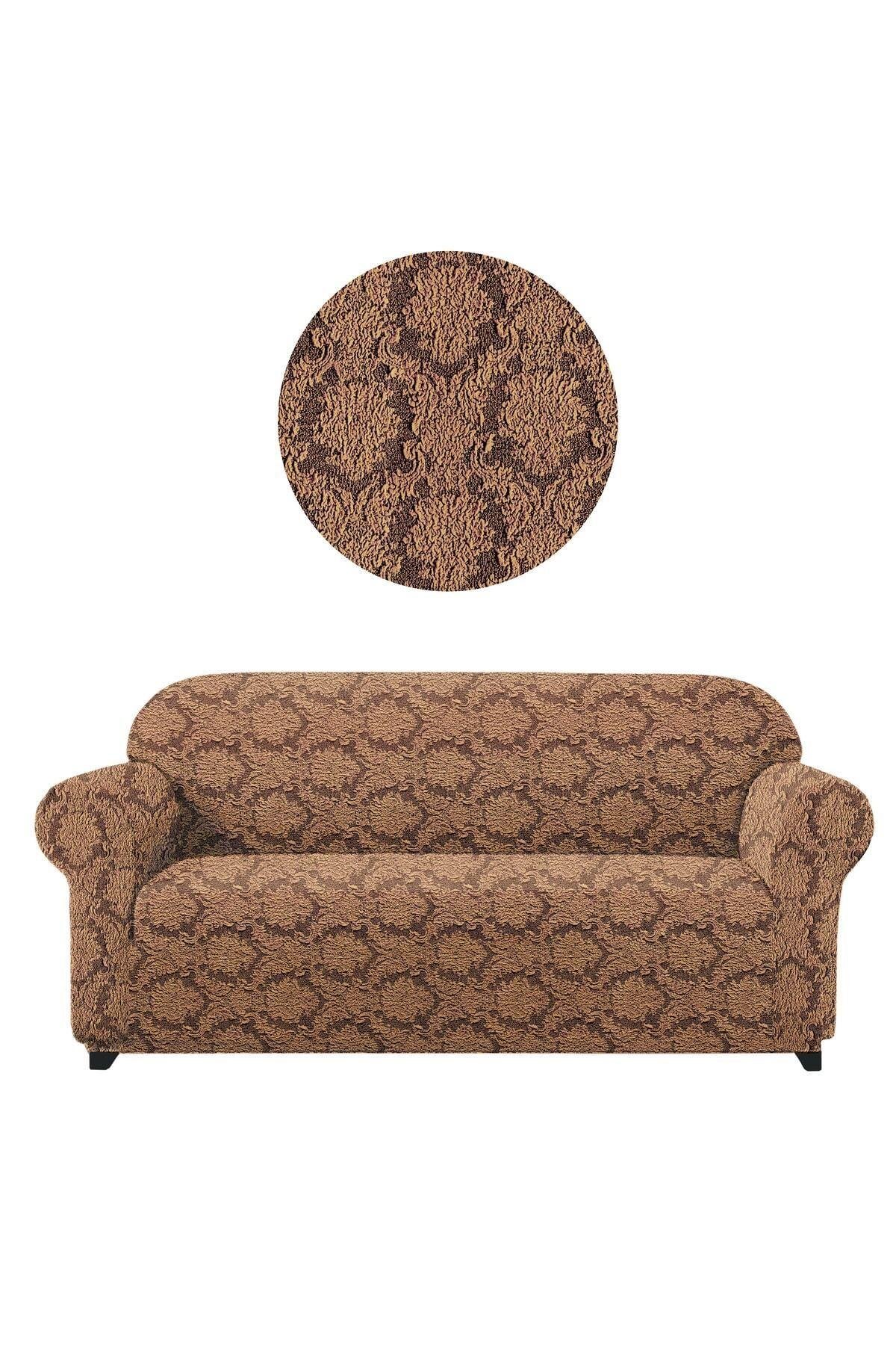 Jakarli Koltuk Kanepe Çekyat Örtüsü Şal Desen Esnekli Eteksiz 3 kişilik Koltuk Için