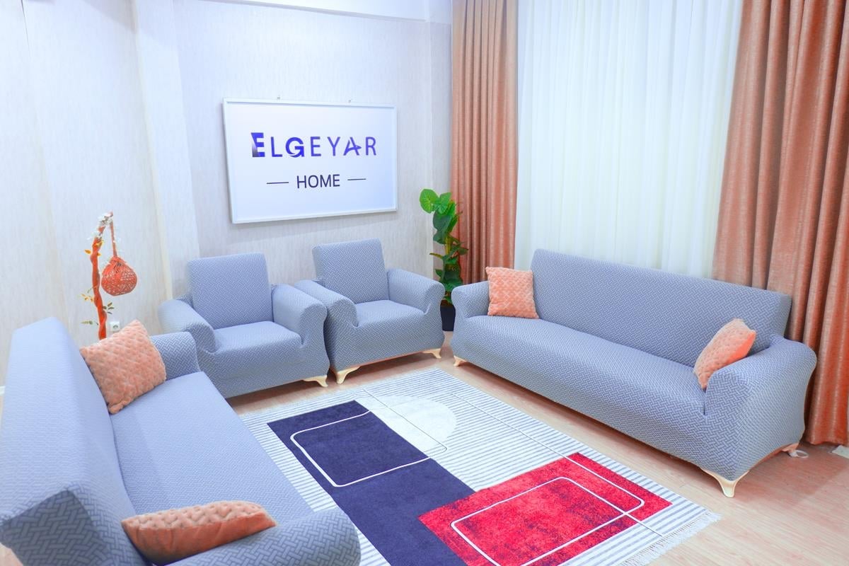 Jakarlı Koltuk Örtüsü Takımı Hasır Desen 3+3+1+1 – Koyu Gri