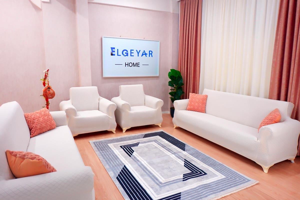 Jakarlı Koltuk Örtüsü Takımı Sepet Desen 3+3+1+1 - Krem