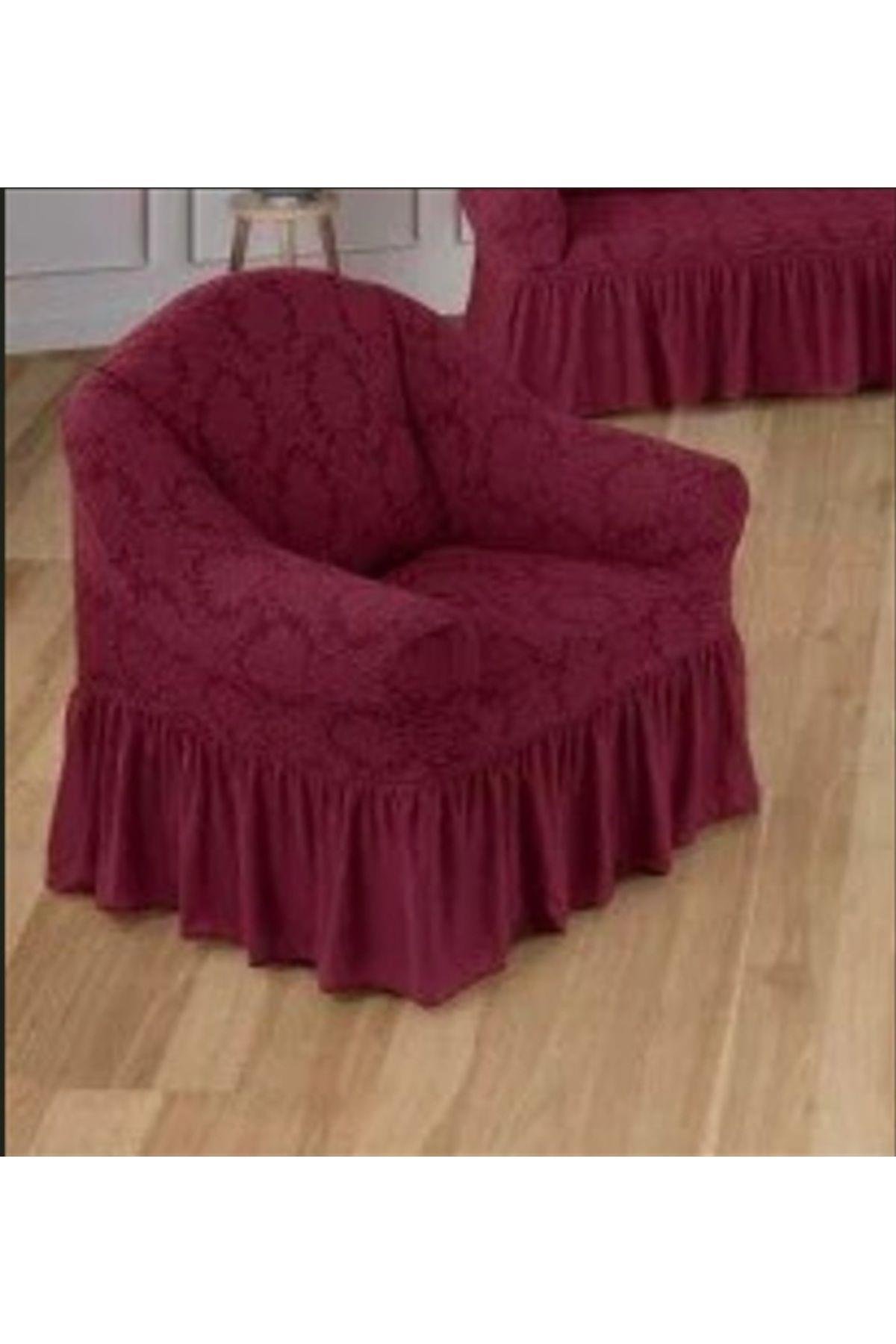 Jakarli tek kişilik koltuk örtüsü ,berjer kılıfı etekli şal desen (1 adet)