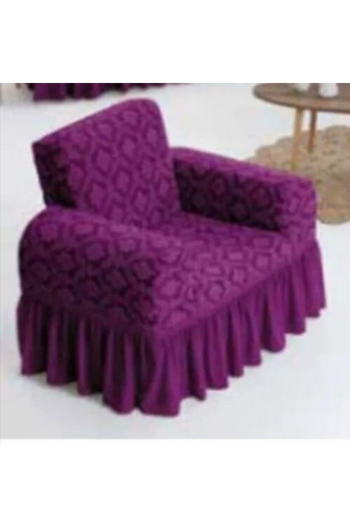 Jakarli tek kişilik koltuk örtüsü ,berjer kılıfı etekli şal desen (1 adet)