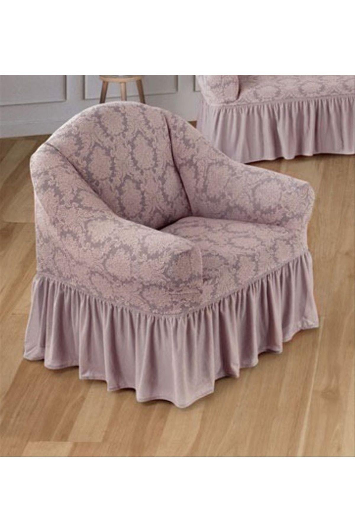 Jakarli tek kişilik koltuk örtüsü ,berjer kılıfı etekli şal desen (1 adet)