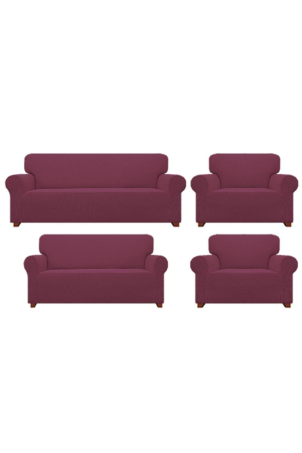 Likrali Koltuk, Kanepe, Çekyat Örtüsü Lastikli, Pitikare Desen3+2+1+1