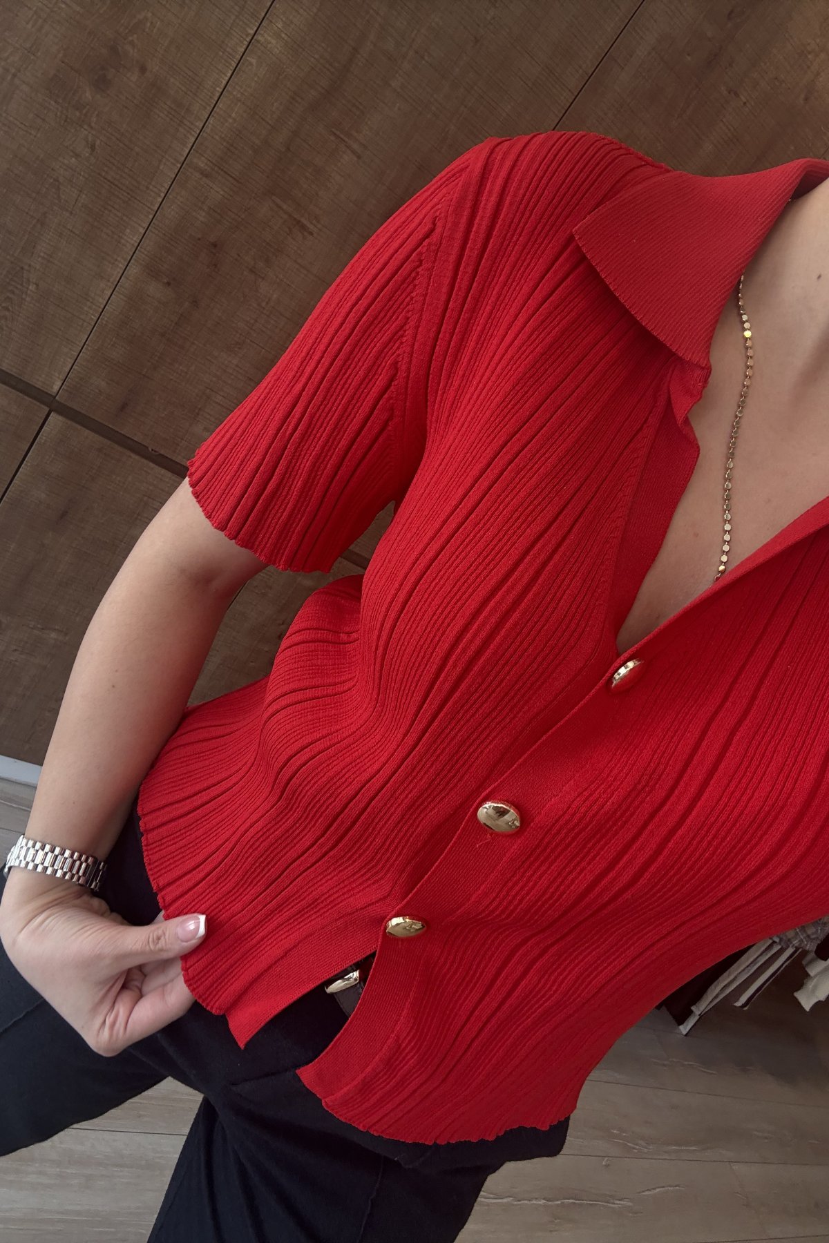 Çelik Örme Premium Düğmeli Bluz