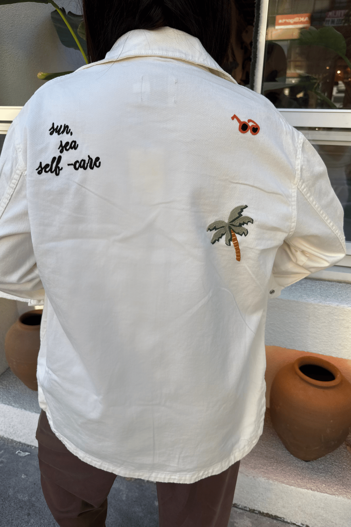 Figür nakış işleme detaylı Cotton ceket