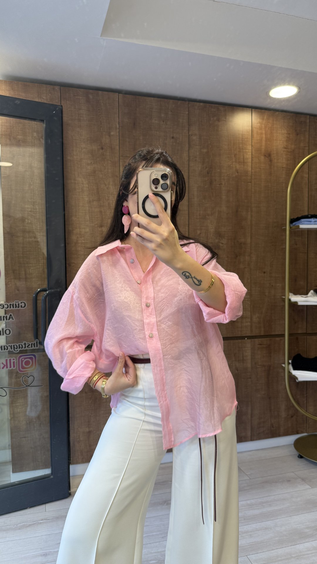 Oversize İpeksi Gömlek