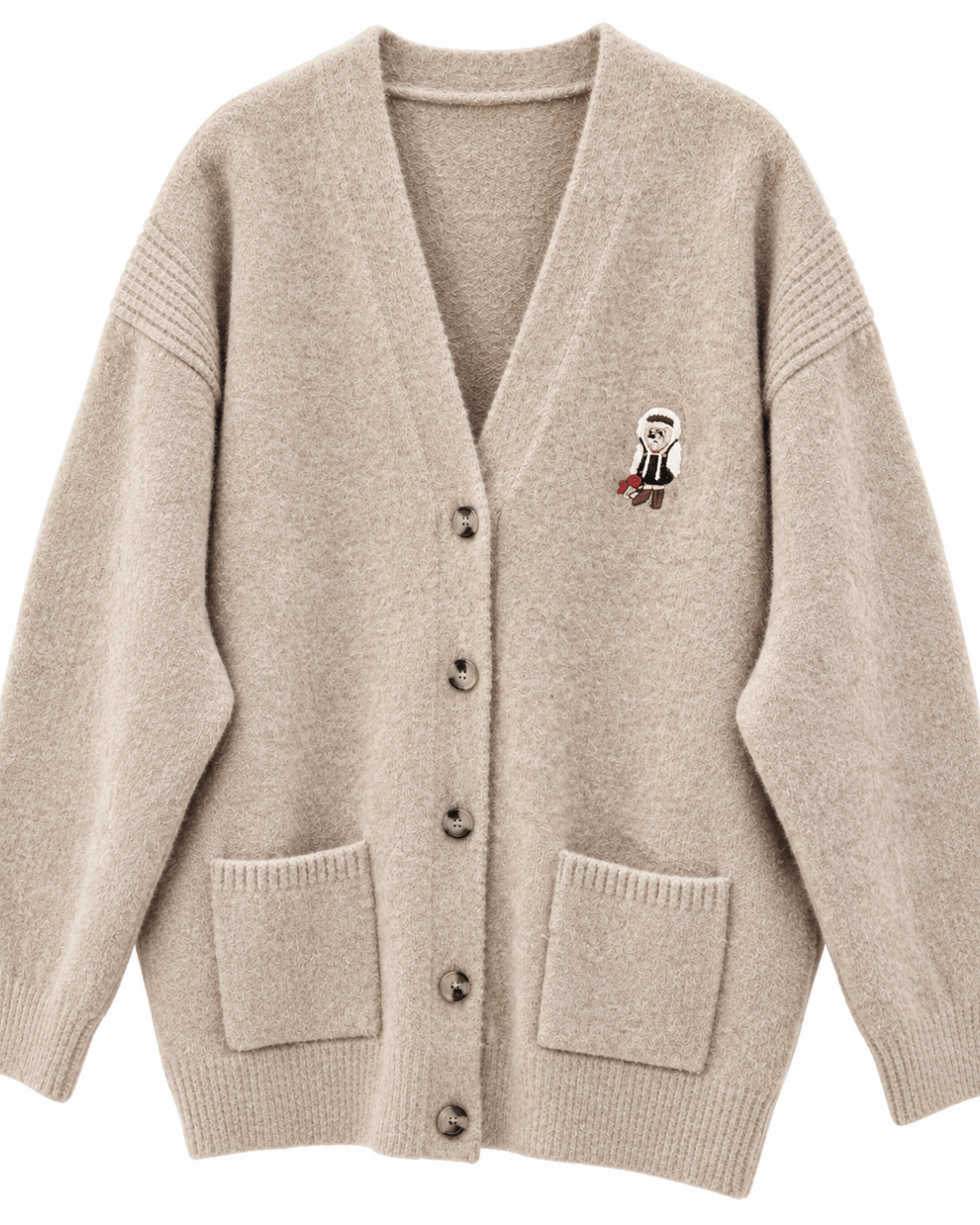 Oversize Teddy Nakış Hırka