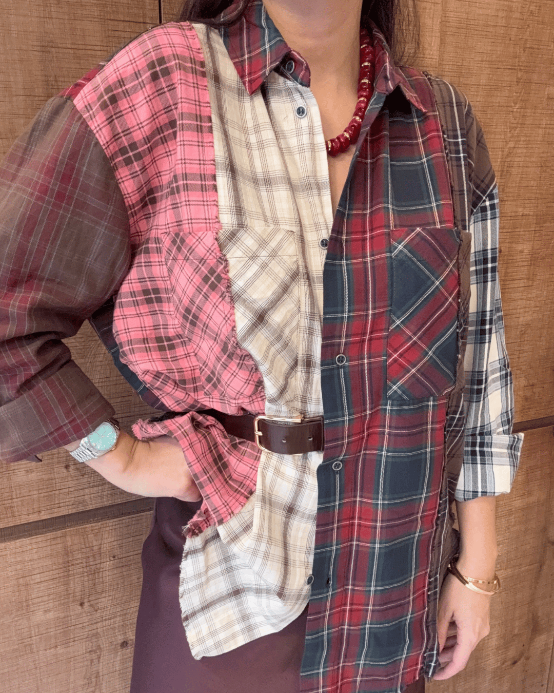 Patchwork Tasarım Gömlek 