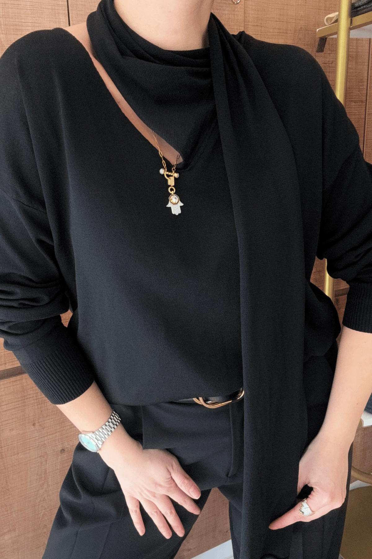 Şal Detaylı Çelik Örme Baharlık Triko
