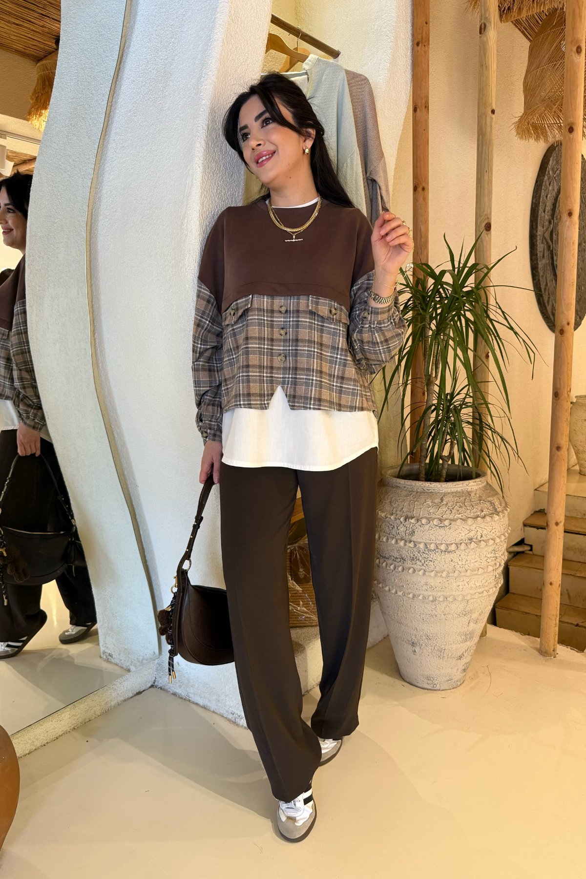 Tasarım Gömlek Parça Detay Modal Sweatshirt