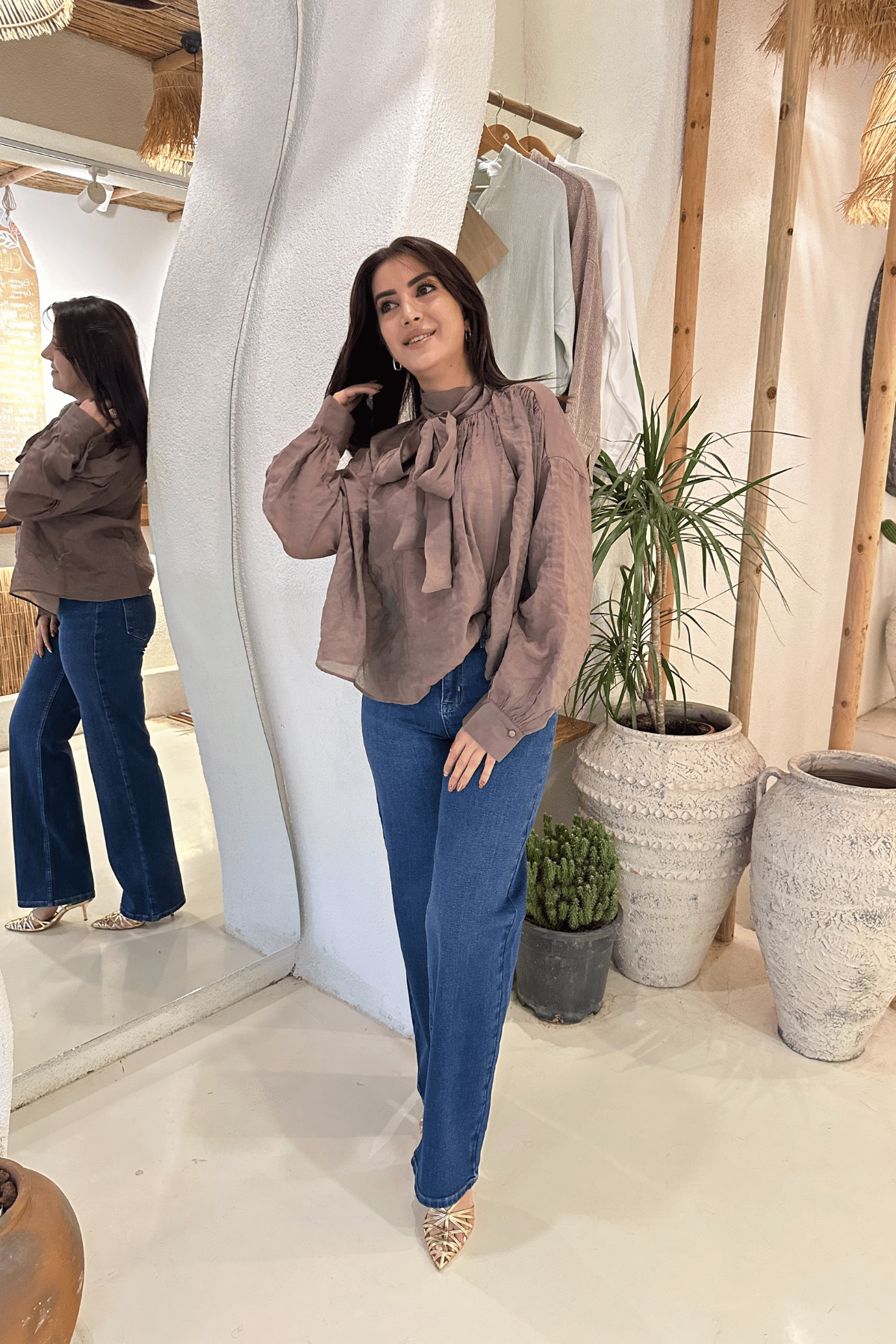 Yüksek bel likralı straight jean 