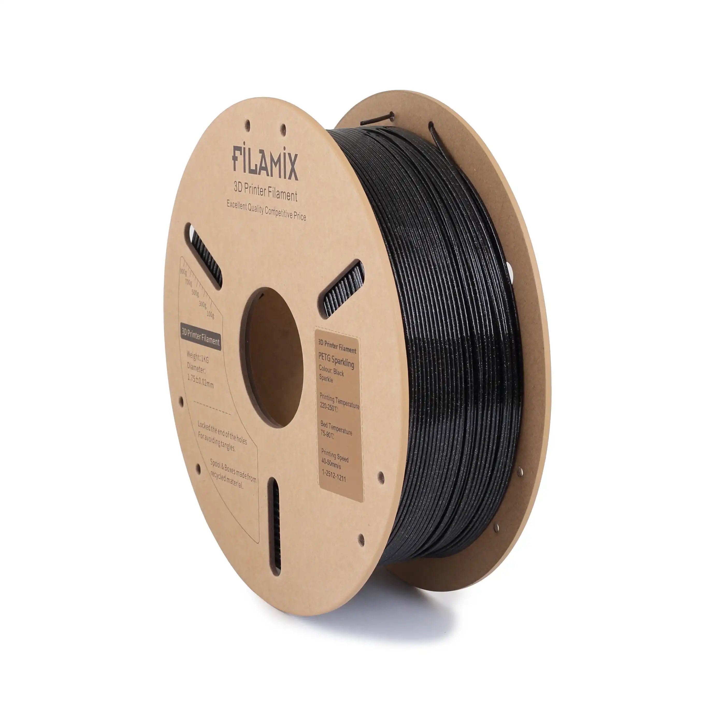 Filamix PETG Sparkling Black Sparkle(Siyah Pırıltı)