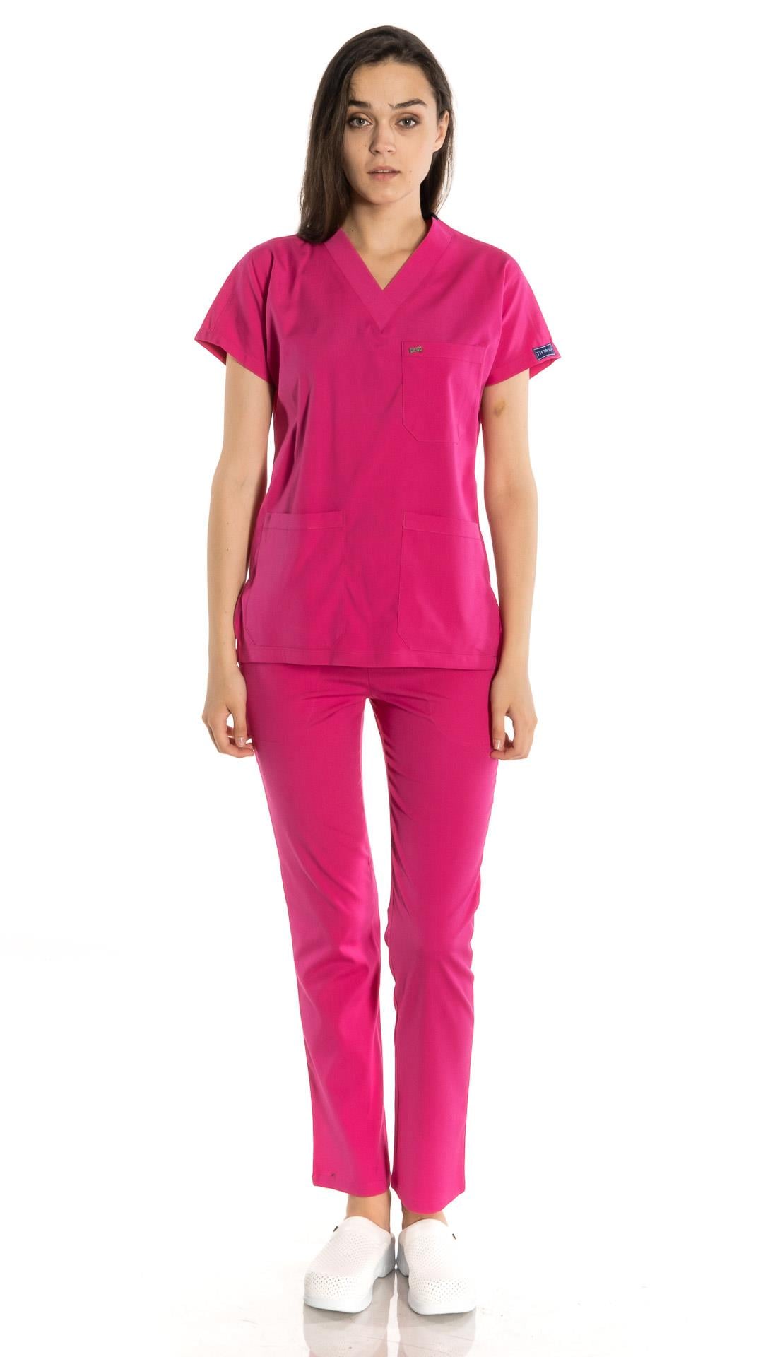 Fuşya Greys Scrubs Takım