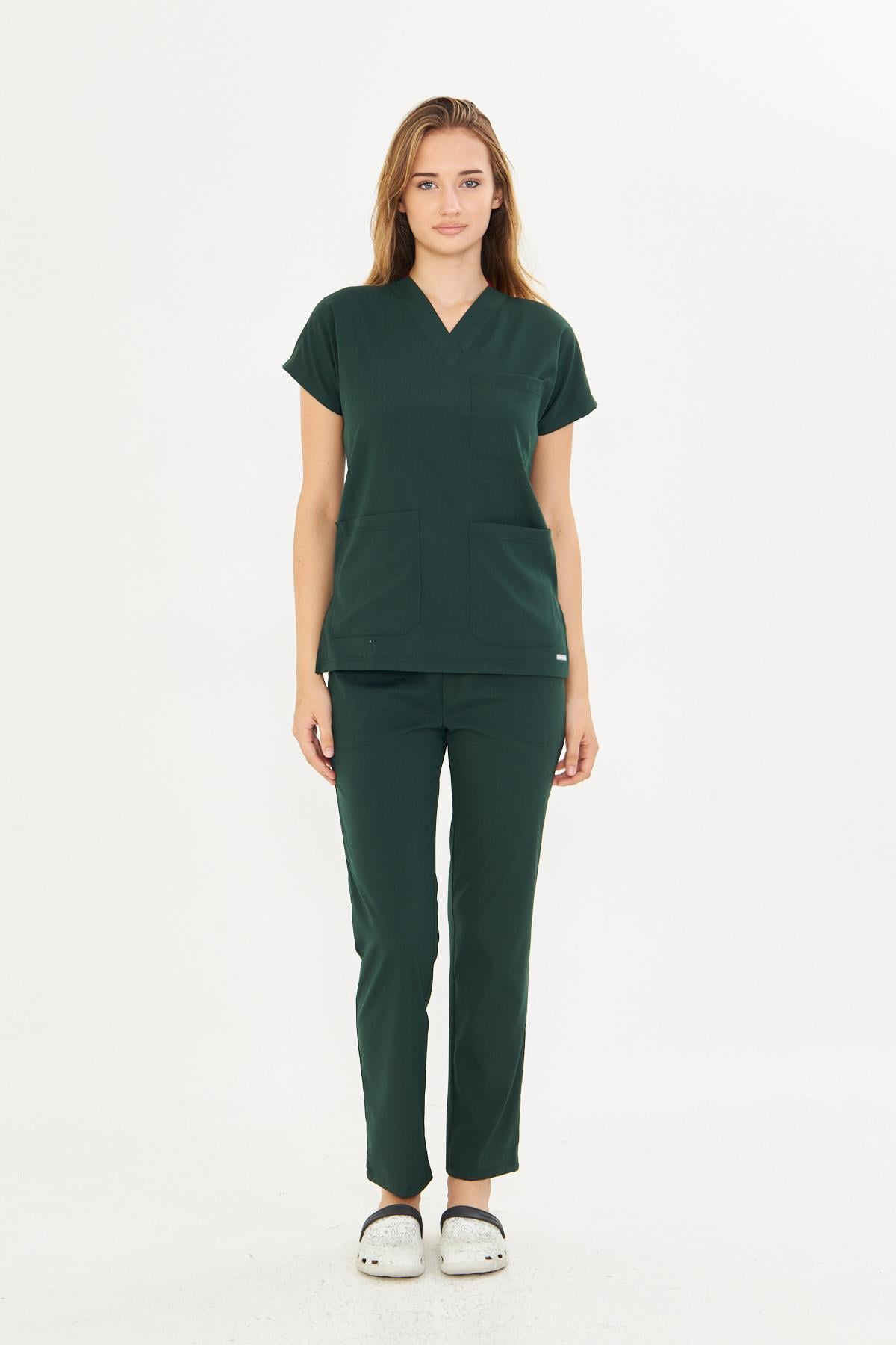Ördek Başı Yeşili  Likralı Greys Scrubs TakımTıpmod | Scrubs, Hemşire Forması ve Sabo Terlikte Güvenilir AdresKadın Scrubs Takım