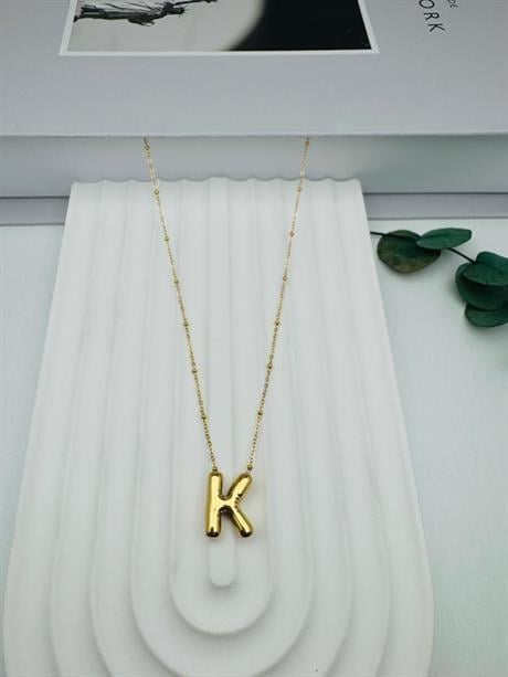 Balon (K) Harf Çelik Kolye (Gold) KLY 0106-08