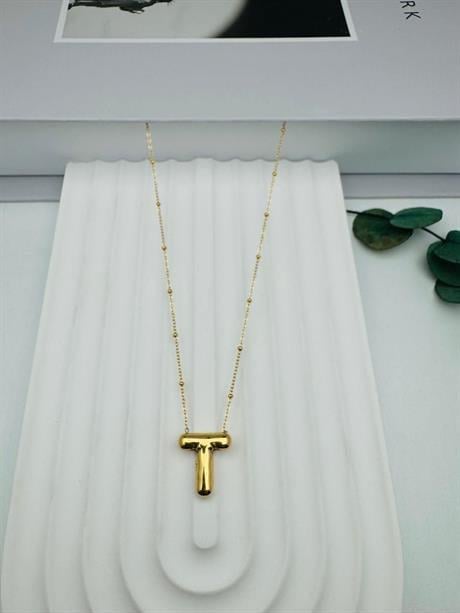Balon (T) Harf Çelik Kolye (Gold) KLY 0106-15