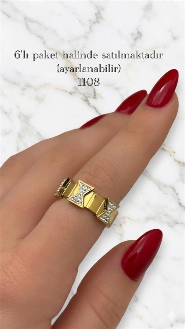 Çelik Yüzük 6 adet (Gold) 140