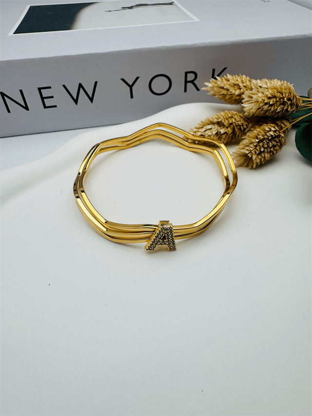 Charmlı Ajda Bilezik A Harfi  (Gold) 6,7mm 22089