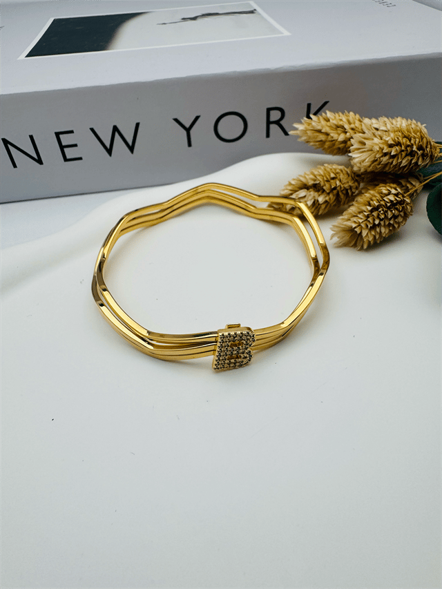 Charmlı Ajda Bilezik B Harfi  (Gold) 6,7mm 22086