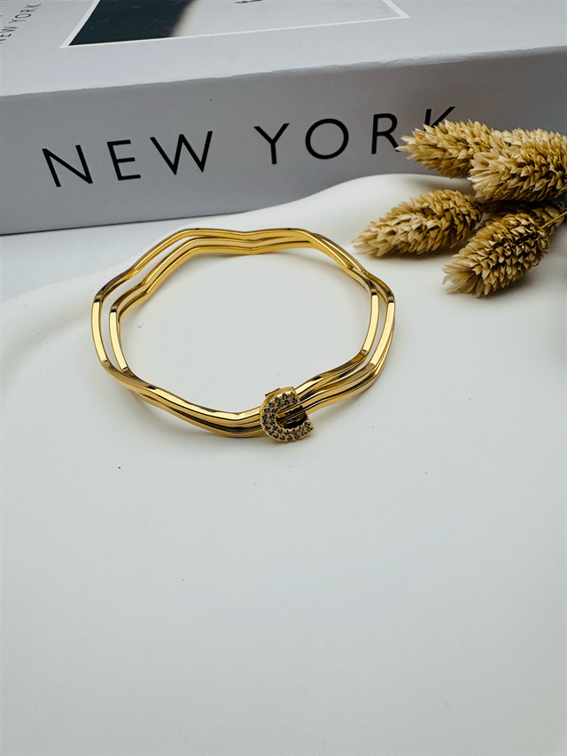Charmlı Ajda Bilezik C Harfi  (Gold) 6,7mm 22071