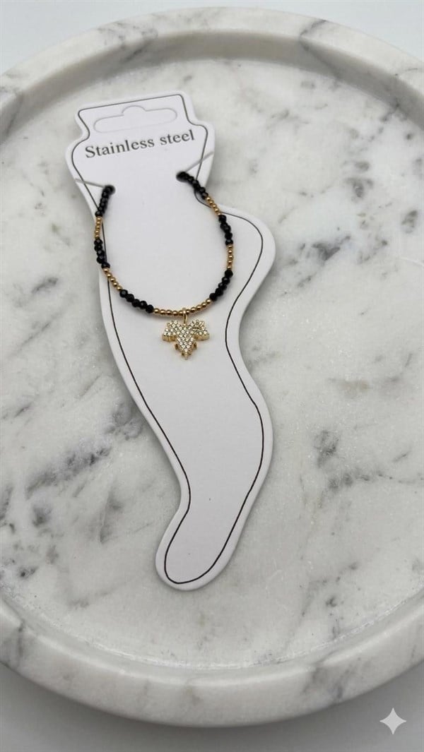Doğal Taş Çelik Halhal (Gold) Hb 02354