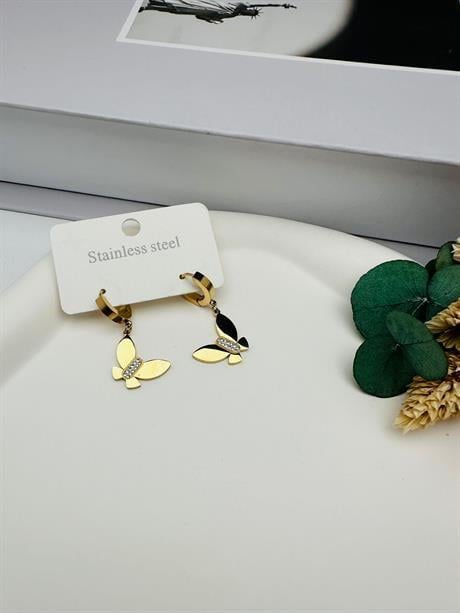 Kelebek Çelik Küpe (Gold) Kp453