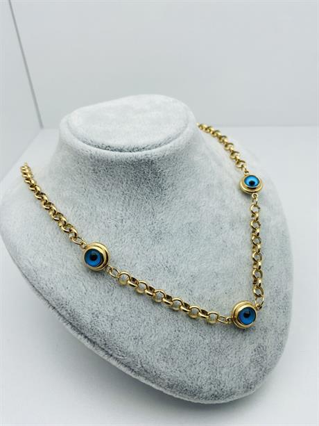 Nazar Boncuklu   Çelik Kolye (Gold) 0106153