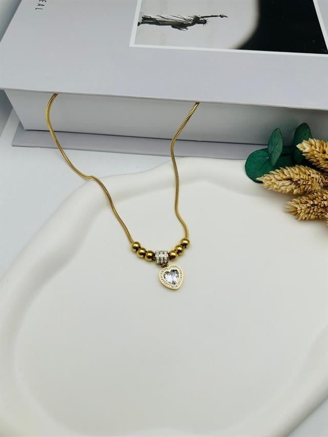 Pandora Detaylı Taşlı Çelik Kolye (Gold) 010682