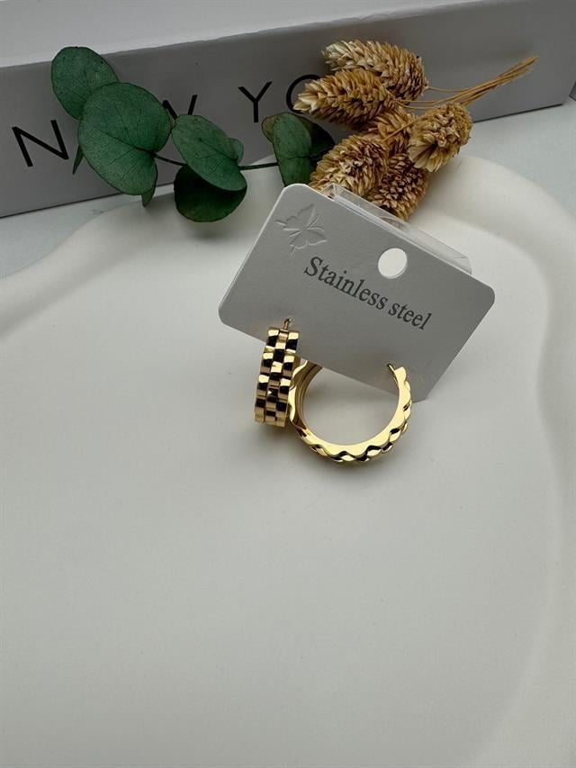 Rolex Çelik Küpe (Gold) Kp460-01