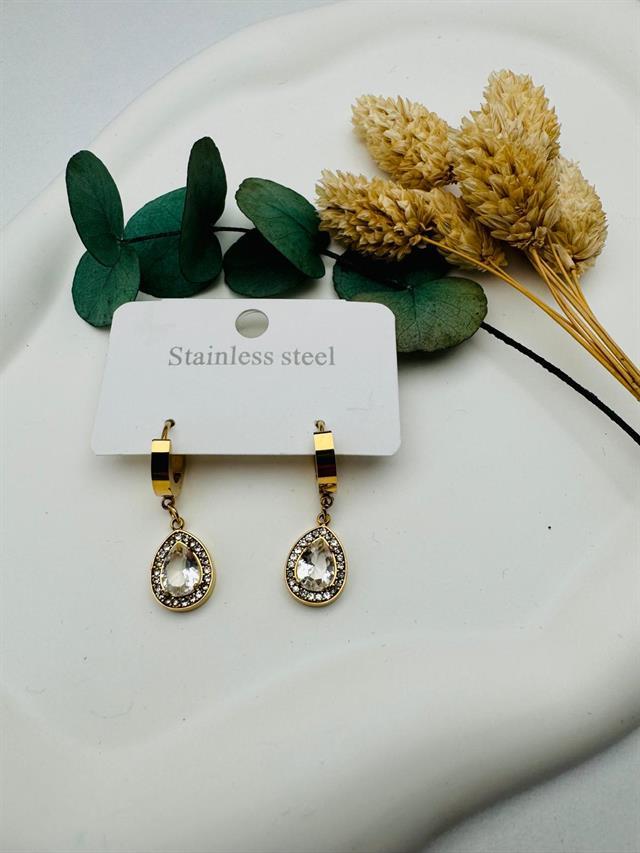 Su Damlası  Çelik  Küpe (Gold) KP158-1
