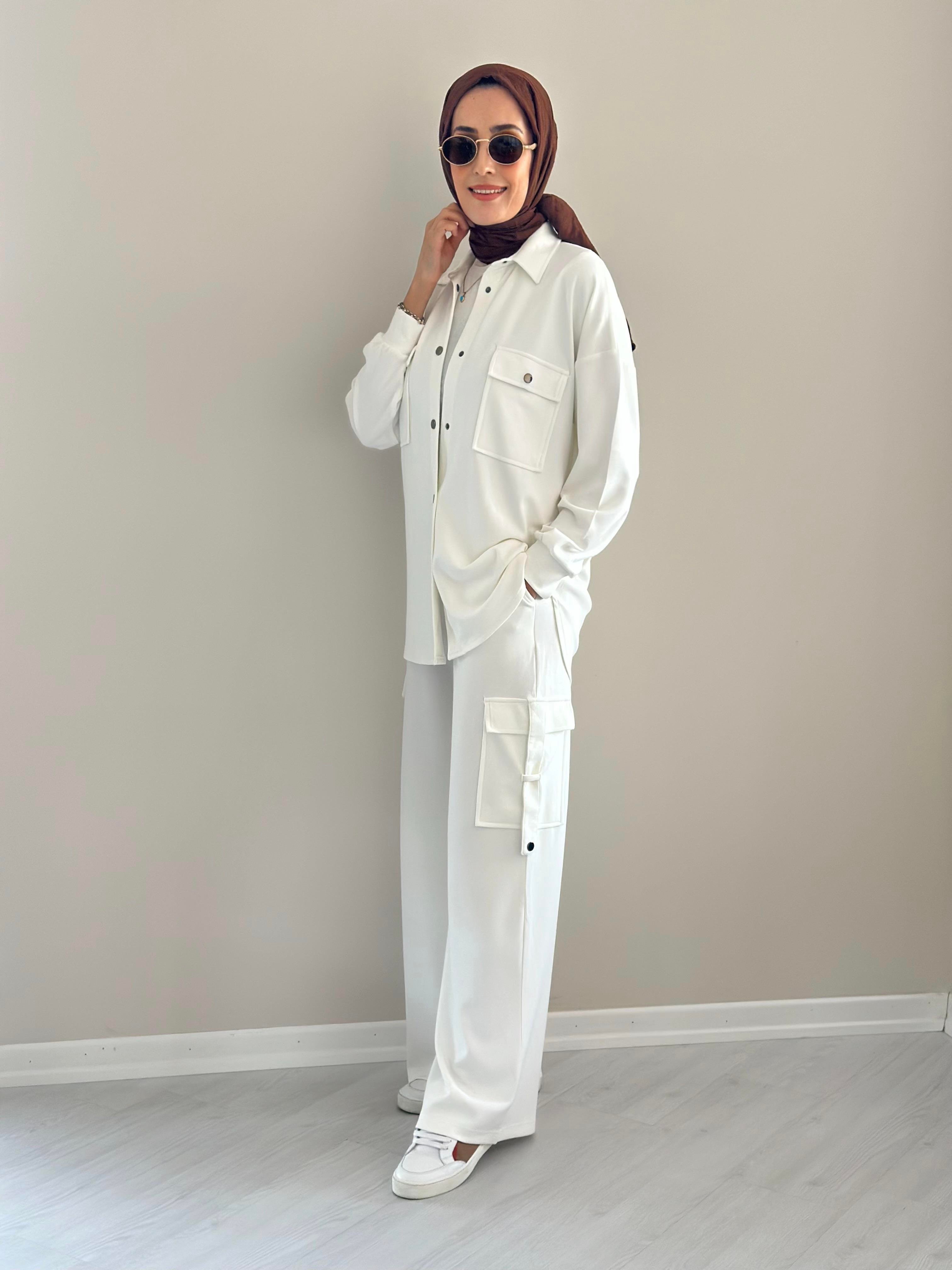 Alien Gömlek  Pantalon Takım Beyaz   