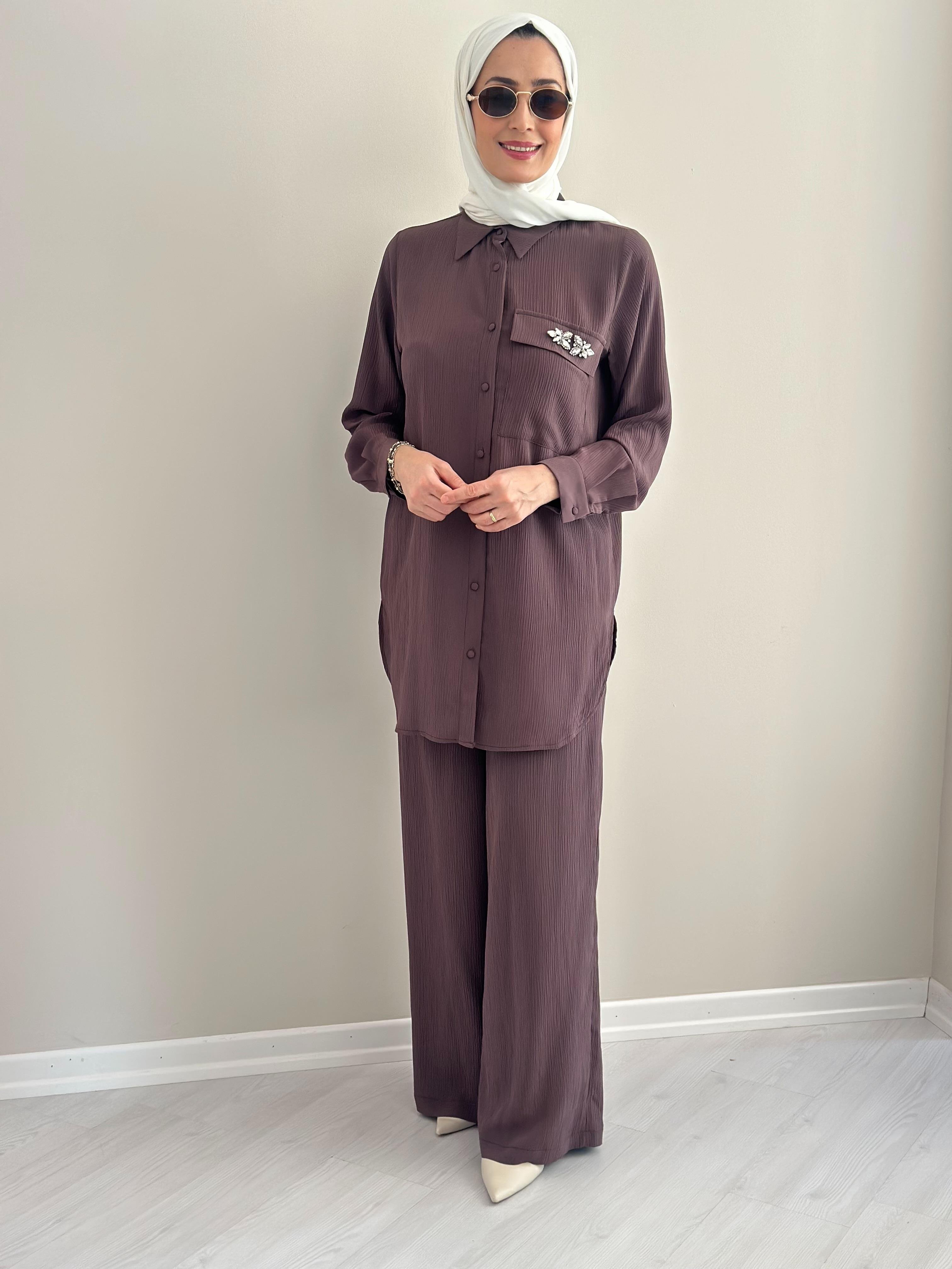 Porto Kahve  Gömlek Pantolon Takım