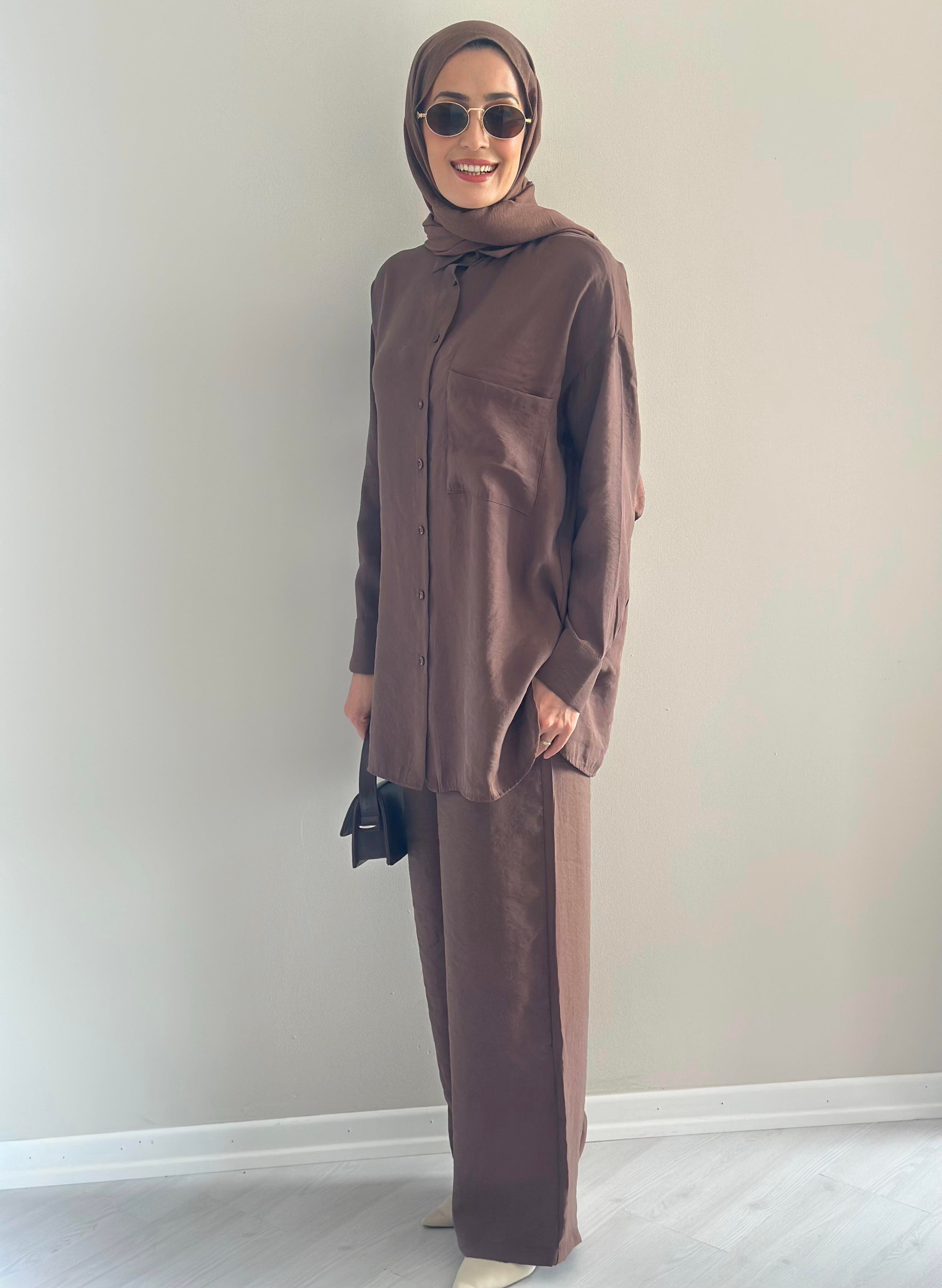 Roma  Kahve  Gömlek Pantolon Takım