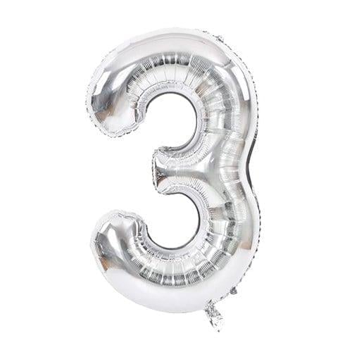 34 inç Folyo Balon34 inç Gümüş 3 Rakam Folyo Balon 