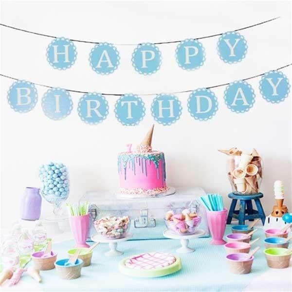 Dekor SüslerHappy Birthday Mavi Banner