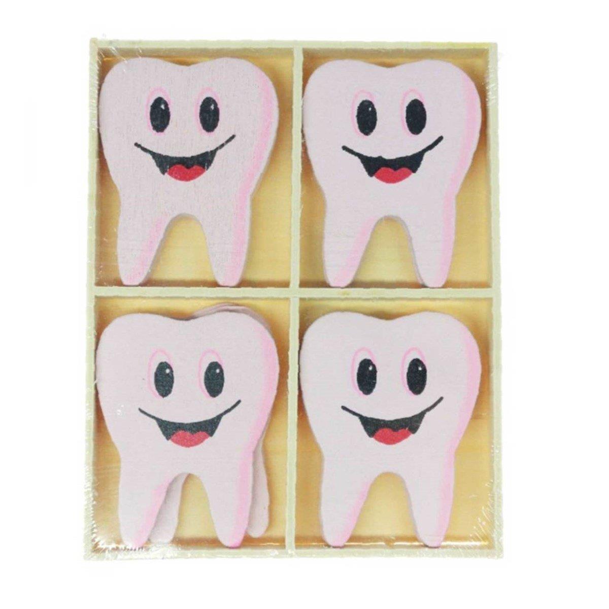 Diş BuğdayıDiş Ahşap Sticker  Pembe 16 lı pk