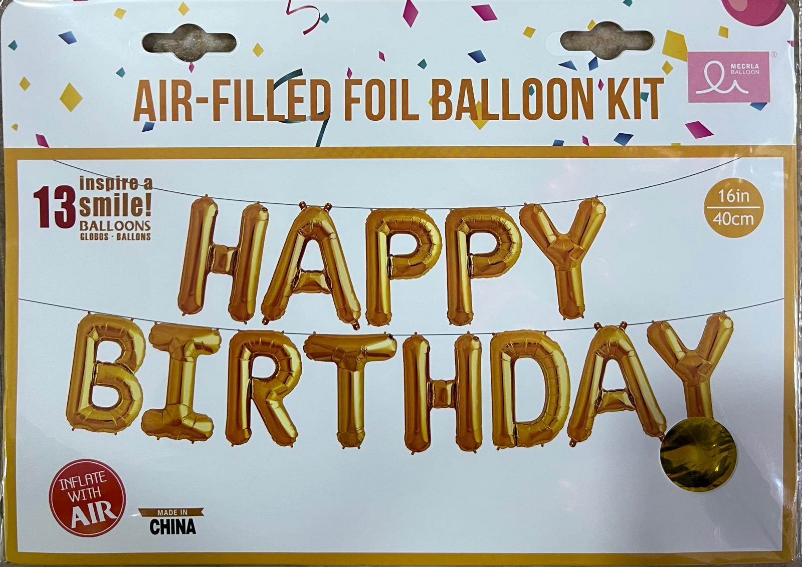 Folyo BalonlarHappy Birthday Gold Harf Set 16inç