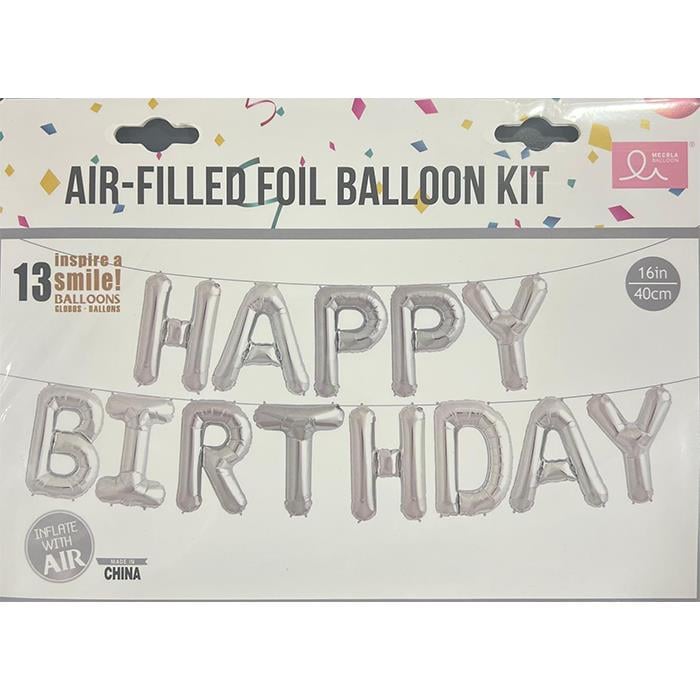 Folyo BalonlarHappy Birthday Gümüş Harf Set 16inç