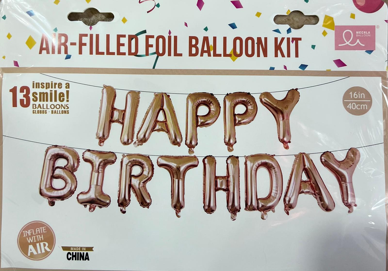 Folyo BalonlarHappy Birthday Rose Harf Set 16inç