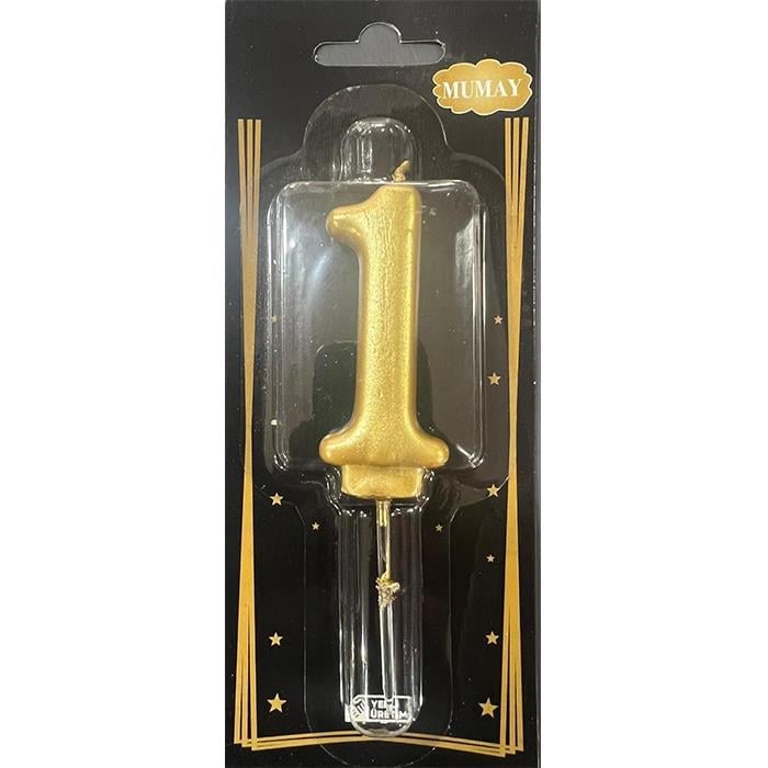 Mum Ve Meşale1 Rakamı Gold Mum 10'lu