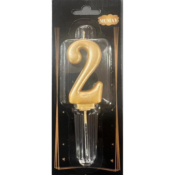 Mum Ve Meşale2 Rakamı Gold Mum 10'lu