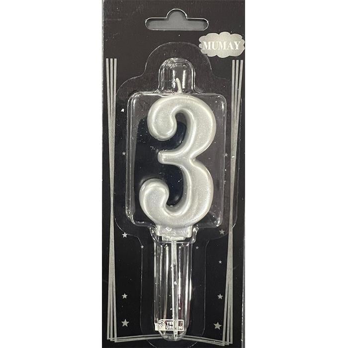 Mum Ve Meşale2 Rakamı Gümüş Mum 10'lu