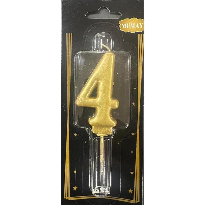 Mum Ve Meşale4 Rakamı Gold Mum 10'lu