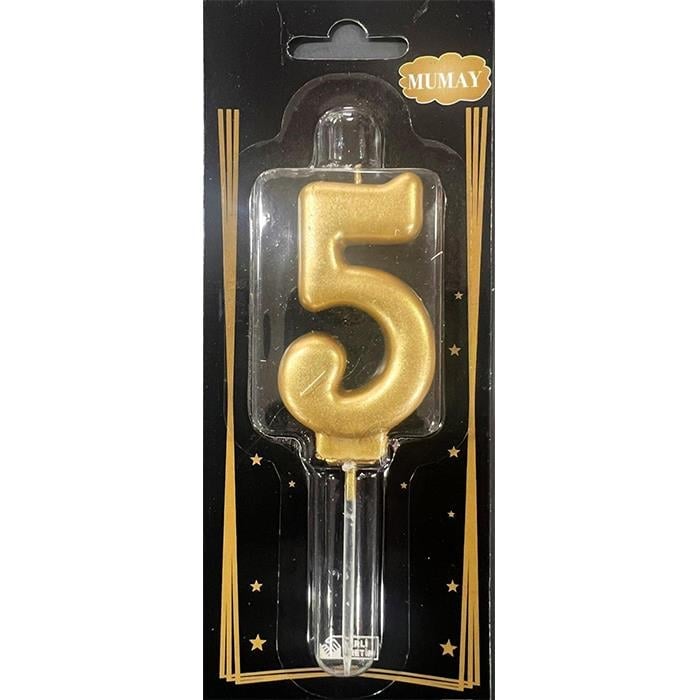 Mum Ve Meşale5 Rakamı Gold Mum 10'lu