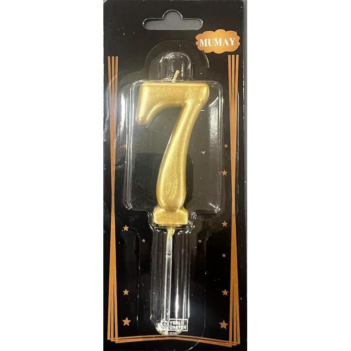 Mum Ve Meşale7 Rakamı Gold Mum 10'lu