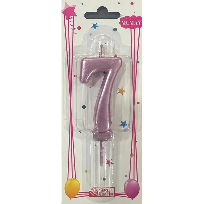 Mum Ve Meşale7 Rakamı Rose Mum 10'lu