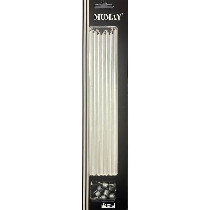 Mum Ve MeşaleGümüş 20 cm 7'li Mum 10 Paket
