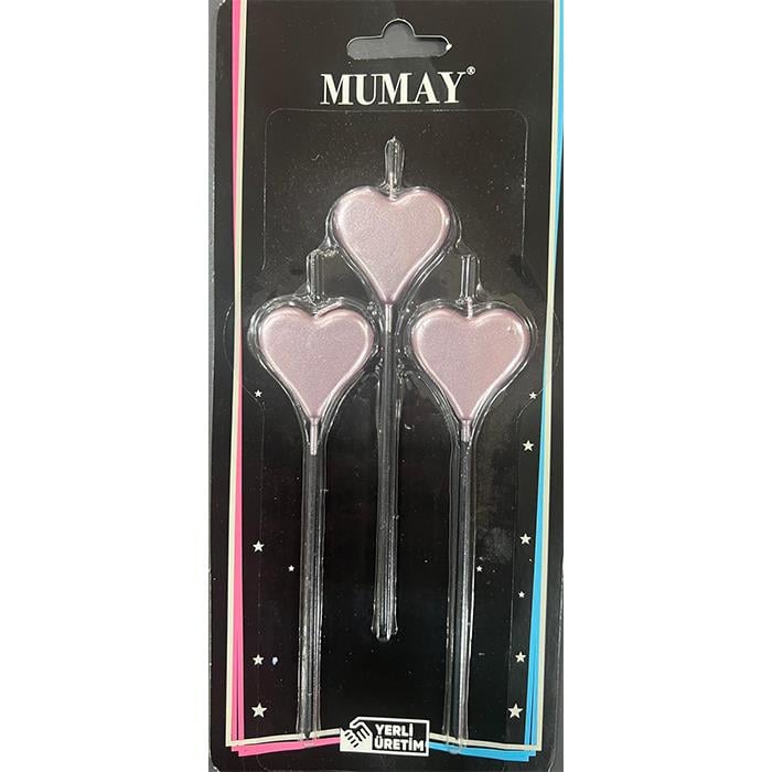 Mum Ve MeşaleRose Kalpli Mum 3'lü 10 Paket